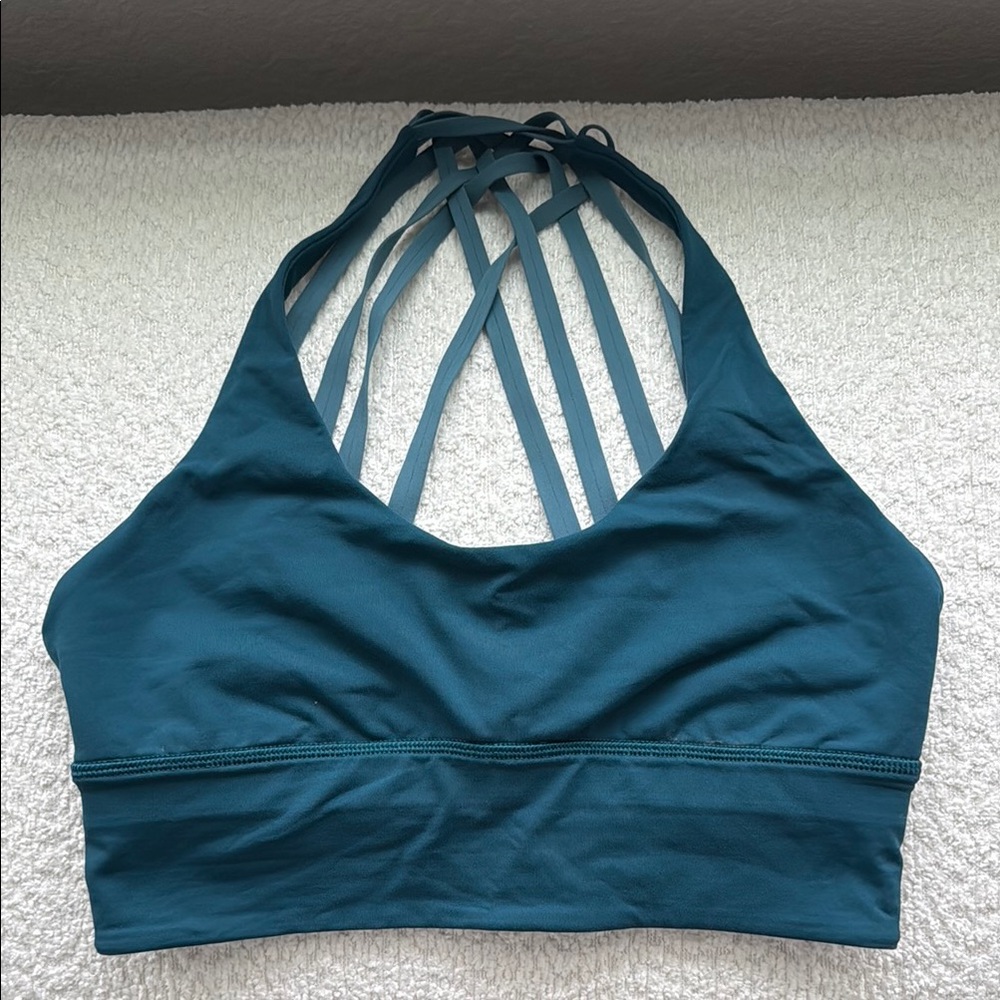 Lululemon strappy sports bra blue green 6